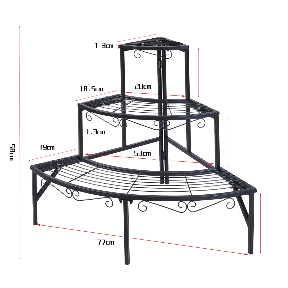 Black 3-Tier Metal Corner Plant Stand