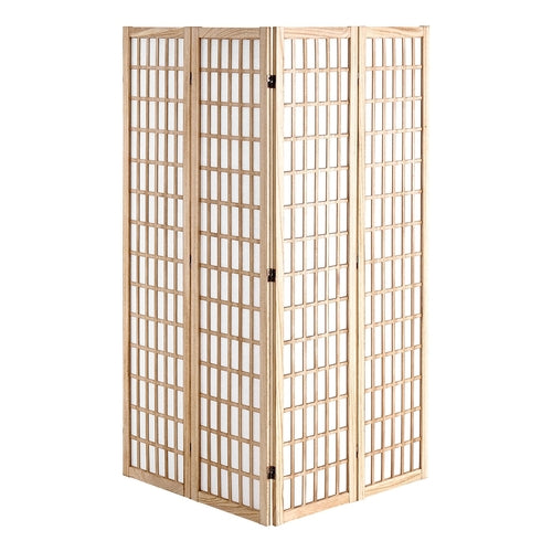 4-Panel Japanese Room Divider — Folding Privacy Screen with Solid Wood Frame & Waterproof Fabric