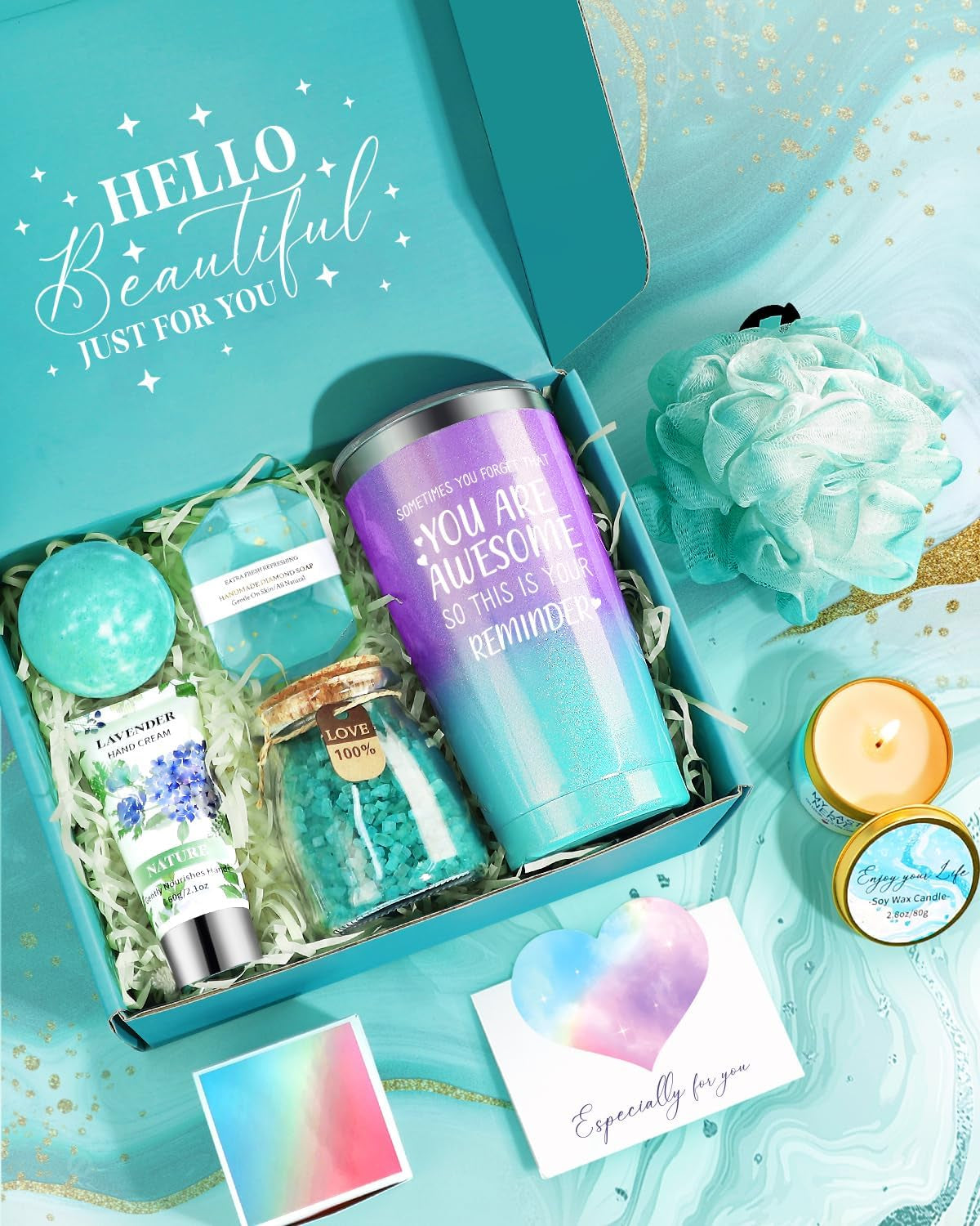 Birthday Gifts for Women, Birthday Gifts Baskets for Women, Mother'S Day Relaxing Spa Gift Baskets Self Care Package, Birthday Gift Box Ideas for Her Mom Wife Sister Female Friends Coworker Employee