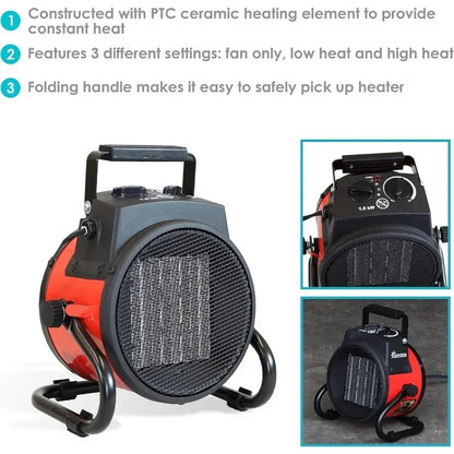 Portable Ceramic Fan Heater with Adjustable Thermostat – EU Plug