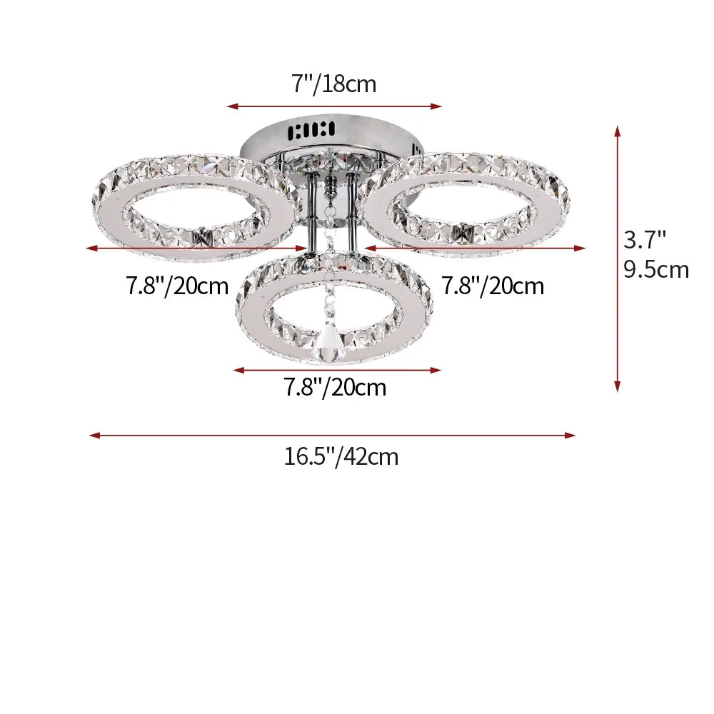Crystal LED Ceiling Pendant Light — Modern Chandelier with Remote Control, Dimmable, 85–265V