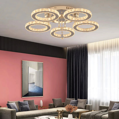Crystal LED Ceiling Pendant Light — Modern Chandelier with Remote Control, Dimmable, 85–265V