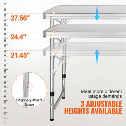 Folding Camping Kitchen Table with Storage & Adjustable Height