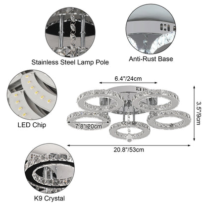 Crystal LED Ceiling Pendant Light — Modern Chandelier with Remote Control, Dimmable, 85–265V