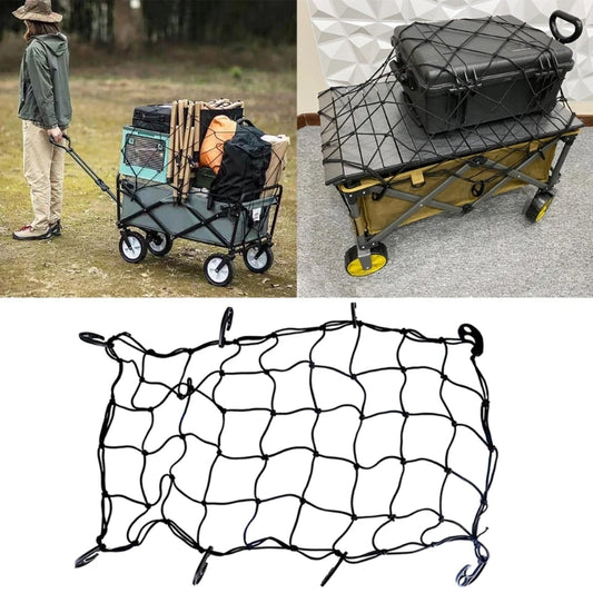 Elastic Cargo Net with 8 Hooks for Camping Carts & Trolleys