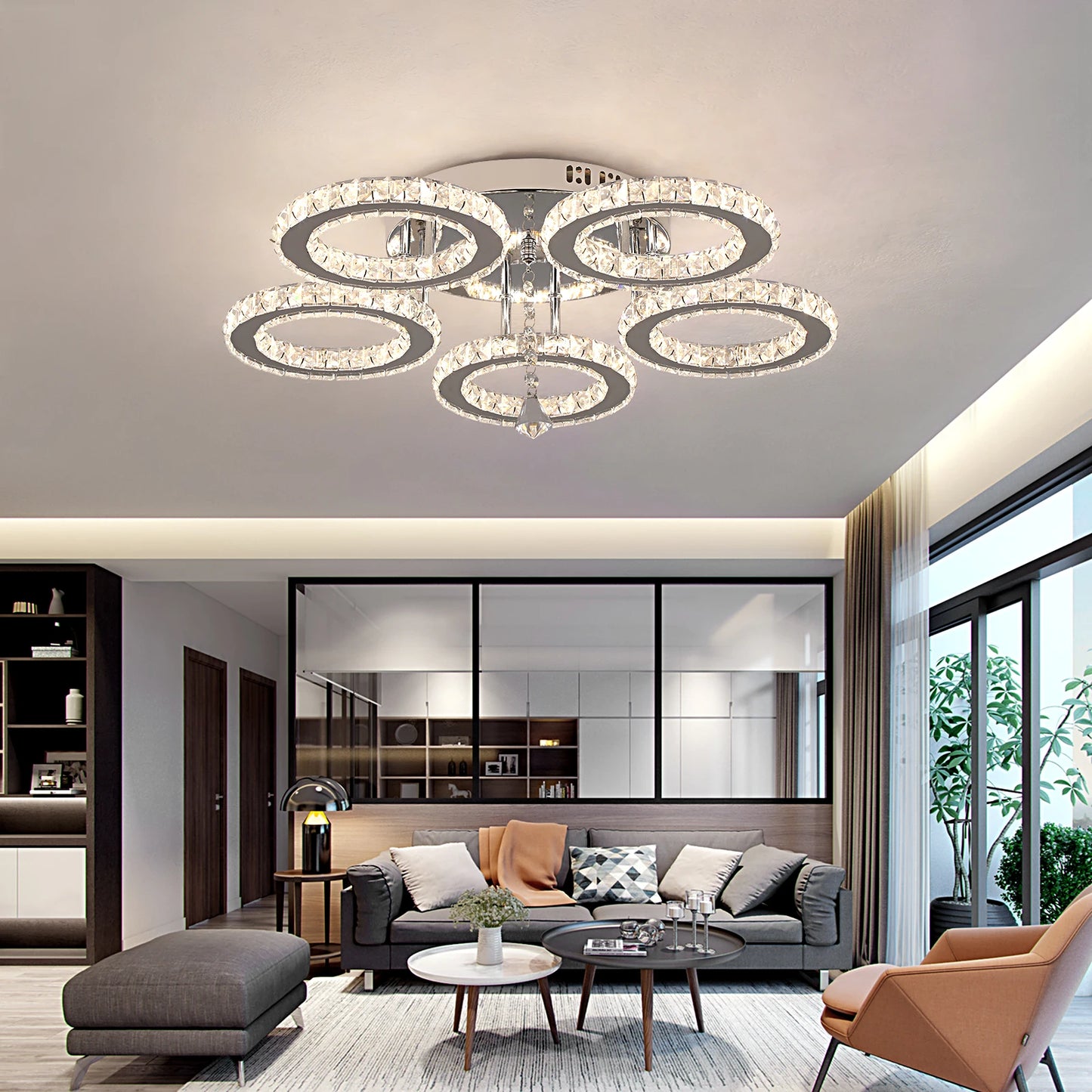 Crystal LED Ceiling Pendant Light — Modern Chandelier with Remote Control, Dimmable, 85–265V