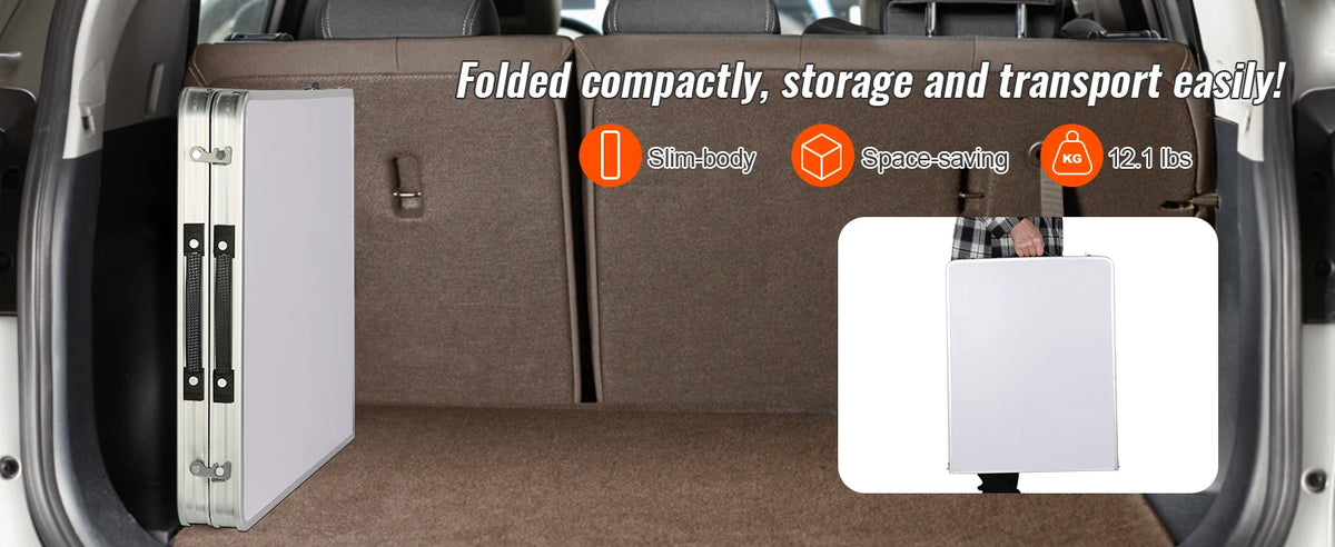 Folding Camping Kitchen Table with Storage & Adjustable Height