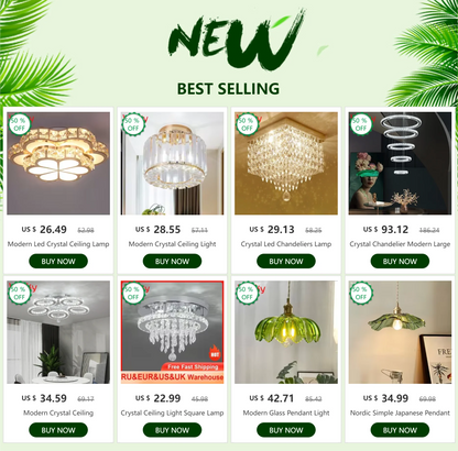 Crystal LED Ceiling Pendant Light — Modern Chandelier with Remote Control, Dimmable, 85–265V