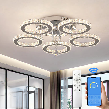 Crystal LED Ceiling Pendant Light — Modern Chandelier with Remote Control, Dimmable, 85–265V
