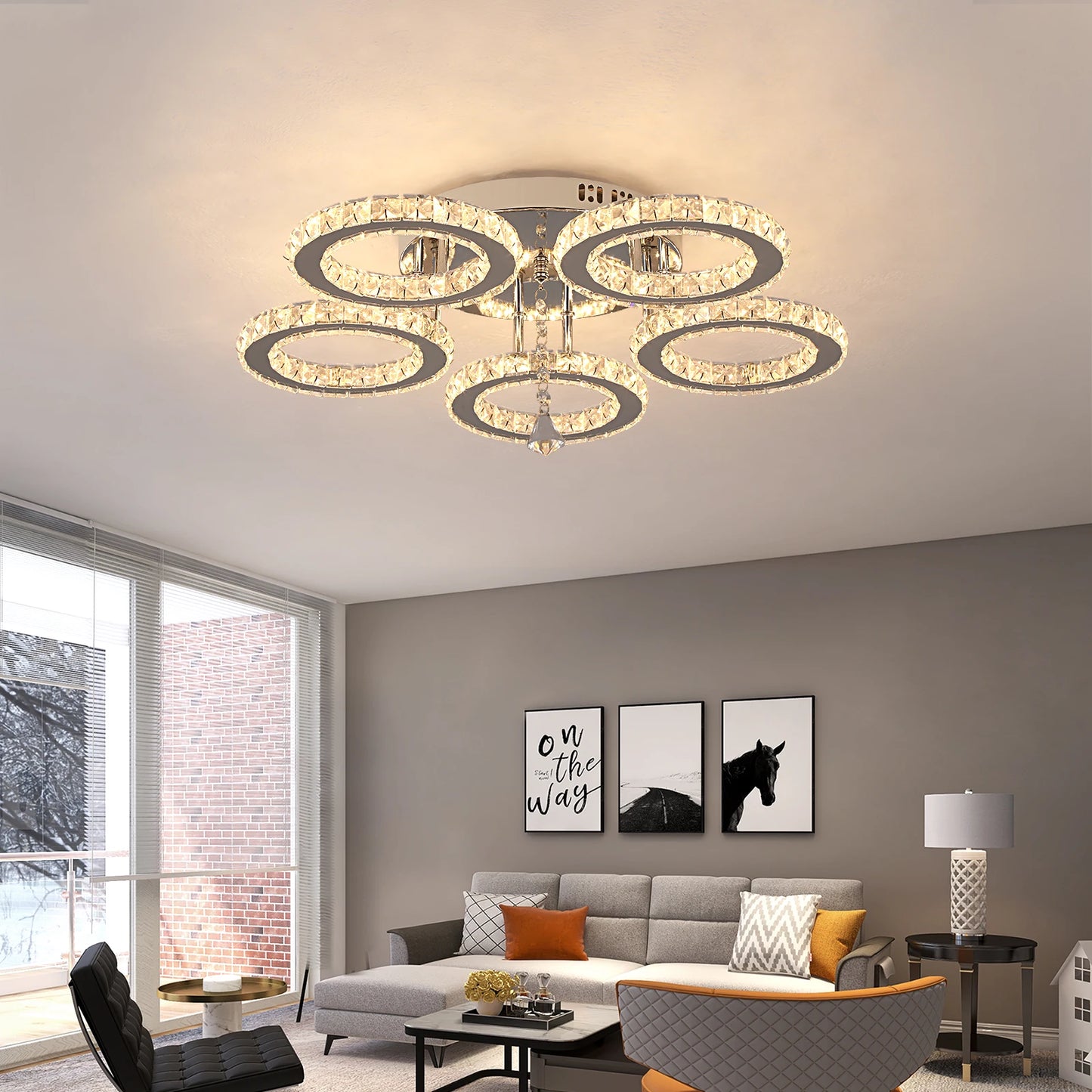 Crystal LED Ceiling Pendant Light — Modern Chandelier with Remote Control, Dimmable, 85–265V