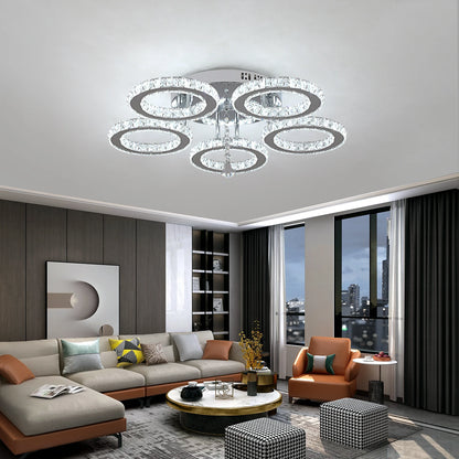 Crystal LED Ceiling Pendant Light — Modern Chandelier with Remote Control, Dimmable, 85–265V