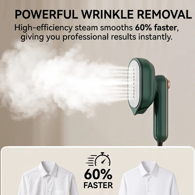 Portable Handheld Garment Steamer & Travel Iron — Foldable, Fast Heat-Up, 60 Min Runtime
