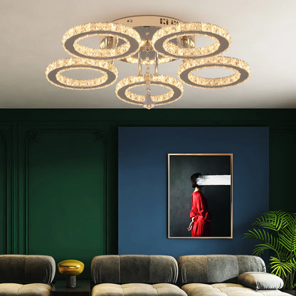 Crystal LED Ceiling Pendant Light — Modern Chandelier with Remote Control, Dimmable, 85–265V