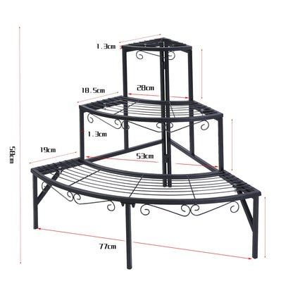 Black 3-Tier Metal Corner Plant Stand