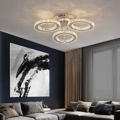 Crystal LED Ceiling Pendant Light — Modern Chandelier with Remote Control, Dimmable, 85–265V