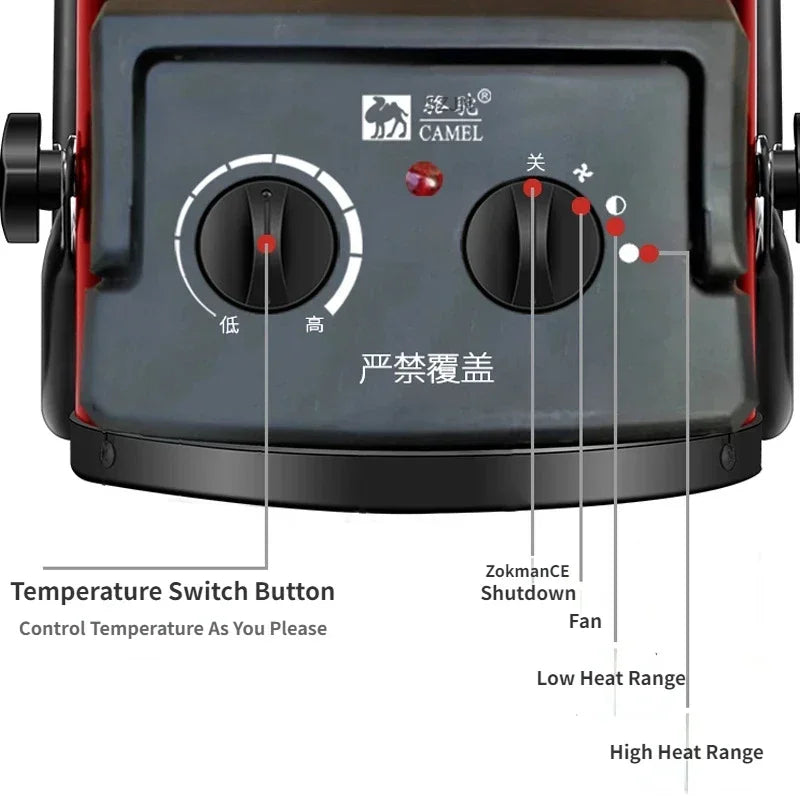 Portable Ceramic Fan Heater with Adjustable Thermostat – EU Plug