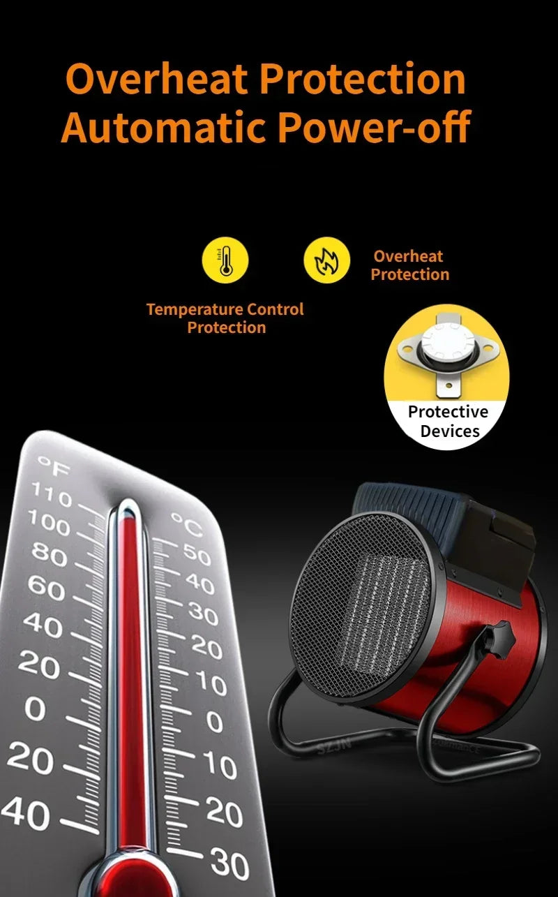 Portable Ceramic Fan Heater with Adjustable Thermostat – EU Plug