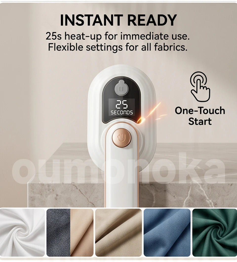 Portable Handheld Garment Steamer & Travel Iron — Foldable, Fast Heat-Up, 60 Min Runtime