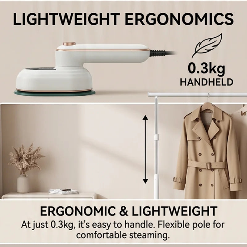Portable Handheld Garment Steamer & Travel Iron — Foldable, Fast Heat-Up, 60 Min Runtime