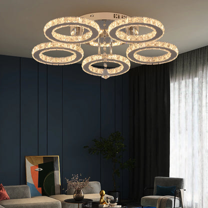 Crystal LED Ceiling Pendant Light — Modern Chandelier with Remote Control, Dimmable, 85–265V