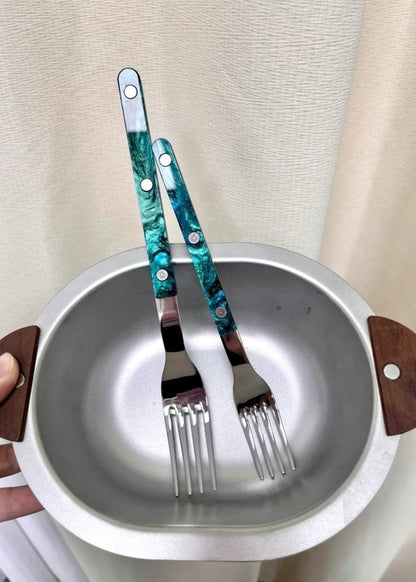 Set Of 10 Pcs Modern Elegant Terra Flatware - Bistrot Style Cutlery