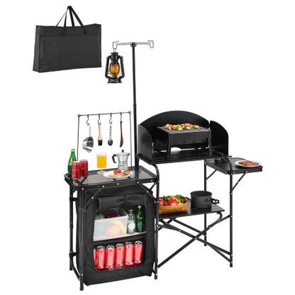 Portable Aluminium Camping Kitchen Table — Foldable Outdoor Cooking & Camp Table, 146 × 40cm