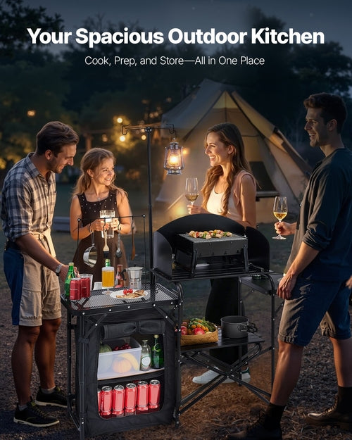 Portable Aluminium Camping Kitchen Table — Foldable Outdoor Cooking & Camp Table, 146 × 40cm
