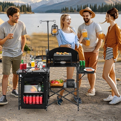 Portable Aluminium Camping Kitchen Table — Foldable Outdoor Cooking & Camp Table, 146 × 40cm
