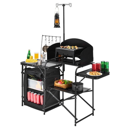 Portable Aluminium Camping Kitchen Table — Foldable Outdoor Cooking & Camp Table, 146 × 40cm