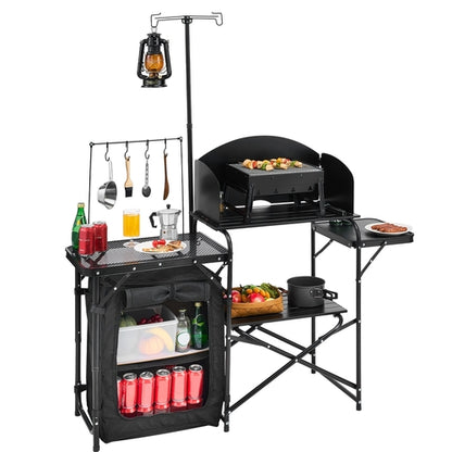 Portable Aluminium Camping Kitchen Table — Foldable Outdoor Cooking & Camp Table, 146 × 40cm
