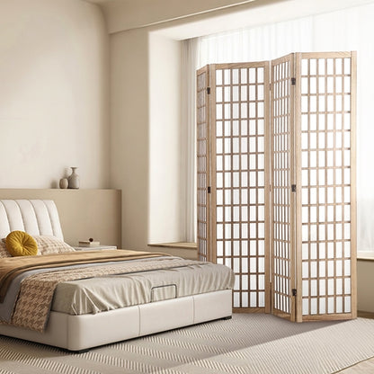 4-Panel Japanese Room Divider — Folding Privacy Screen with Solid Wood Frame & Waterproof Fabric