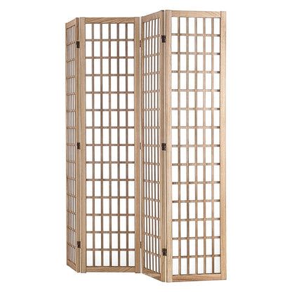 4-Panel Japanese Room Divider — Folding Privacy Screen with Solid Wood Frame & Waterproof Fabric