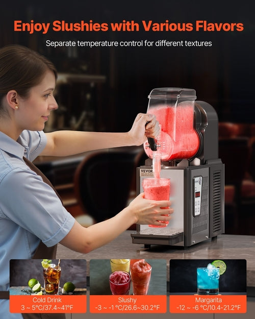 4L Commercial Slushy Machine — Single Tank Frozen Drink Maker with 15-Level Temperature Control