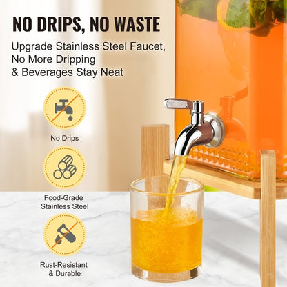 1.5 Gallon Glass Beverage Dispenser with Wooden Stand — 5.5L Drink Dispenser for Parties & Gatherings